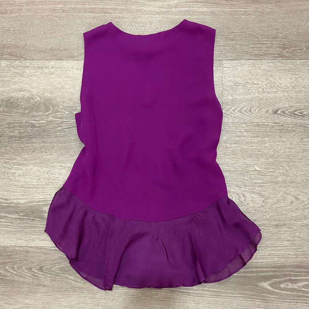 Alexandrie Silk Sleeveless Ruffle Tank Peplum Top Purple Amethyst P (XS) - Picture 9 of 14